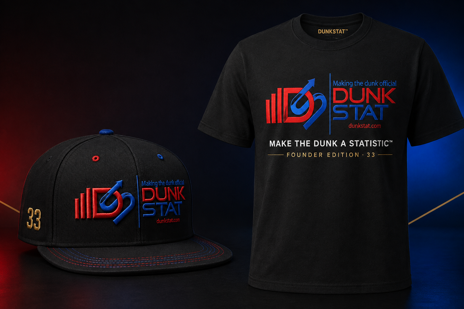 Official DunkStat Founder Edition Signature Hat and T-shirt